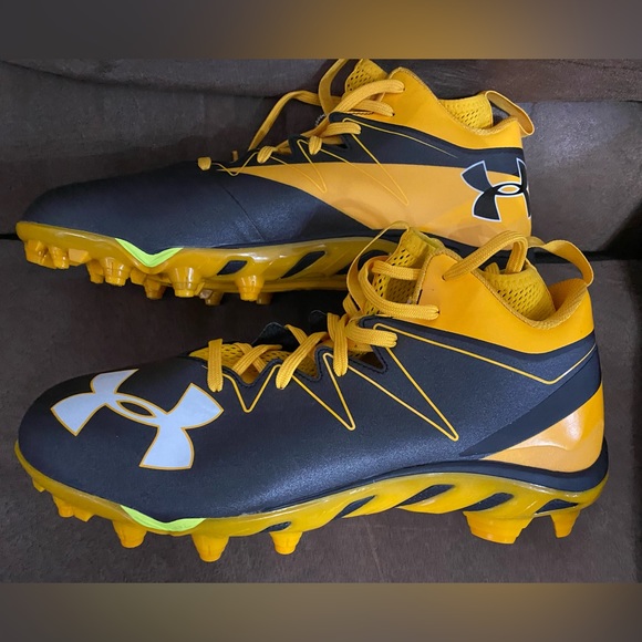 Running Shoes Black And Yellow Under Armour Cleats Kids Under